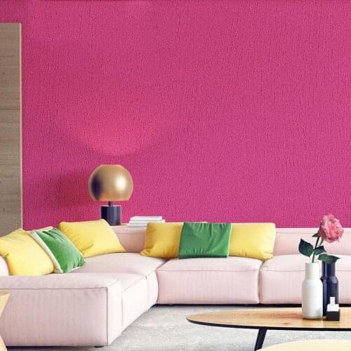 Nordic Solid Color Lovely Pink Bedroom Decor Wallpaper Linen Non Woven Rose Red Waterproof Girls Room Wall Paper Roll