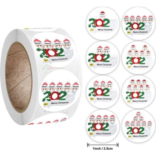 2020 New Christmas Stickers Round Sealing Sticker Santa Claus Wearing A Mask Gift Packaging Sticker Paper Label 2.5cm/3.8cm