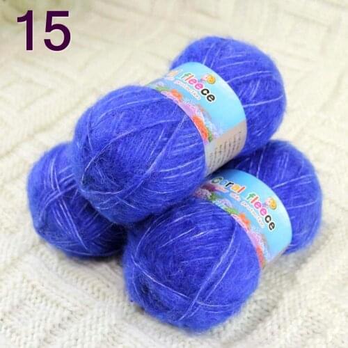 Batch 3 ballsx 50g new mohair cotton shawl sweater hat hand knitted crochet yarn Blue 822-15-3