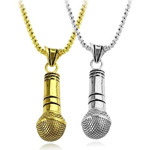 New Microphone Pendant Necklace Fashion Gold Link Chain Necklaces Hip Hop High Quality Alloy Jewelry for Women and Men