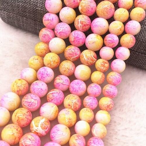 Wholesale 4/6/8/10mm Glass Beads Round Loose Spacer Beads Pattern For Jewelry Making DIY Bracelet Necklace #38