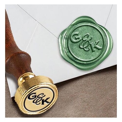 Personalized Monogram 2-Initial Custom Wax Seal Stamp 1" Die- #373 Copperplate Font Duogram with Line Border