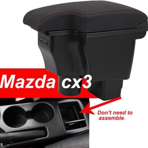 For Mazda CX-3 armrest box Mazda 2 universal car center console caja modification accessories double raised with USB