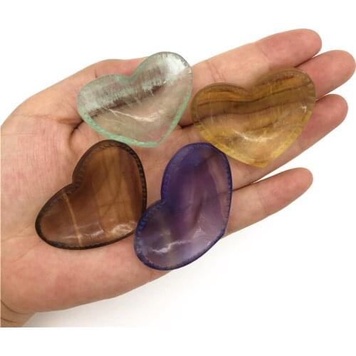 Lovely 1PC Natural Fluorite Heart Shape Bowl Crystal Craft Reiki Stone Figurine Home Decor Quartz Natural Quartz Crystals