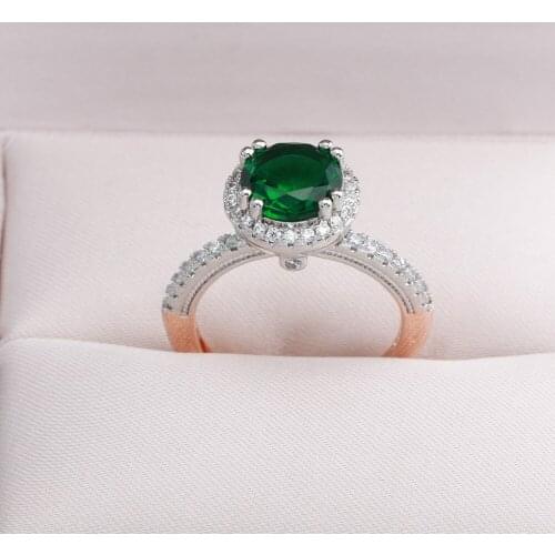 Simple Round Two Color Rings Adjustable Size inlay Green Zircon Europe America Fine Jewelry For Womens Wedding Christmas Gifts