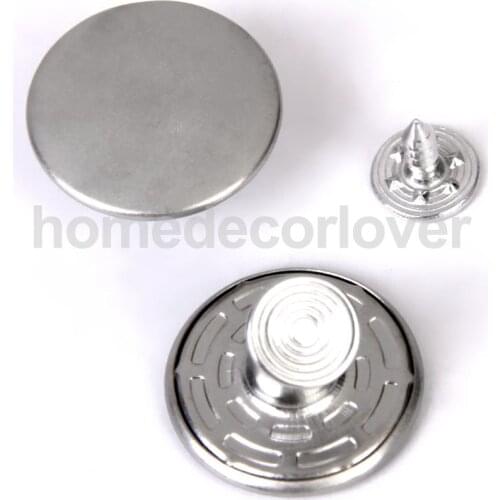 6Sets 20mm No Sew Hammer On Replacement Jeans Demin Tack Buttons Matt Silver