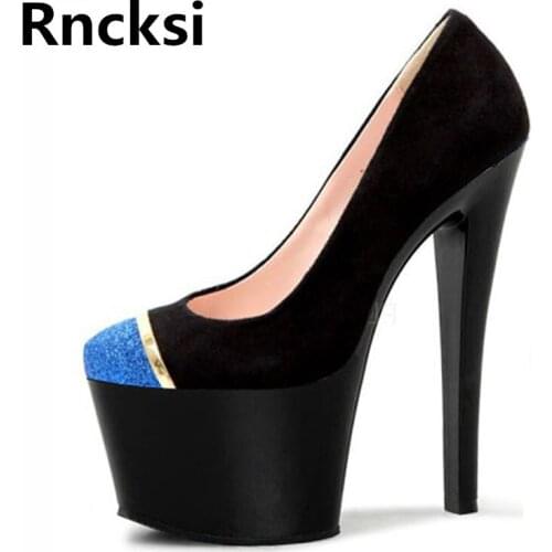 Rncksi Spring Women Dress Party Pumps Pole Dance Pumps Shoes 17cm High Heel Platform Pumps