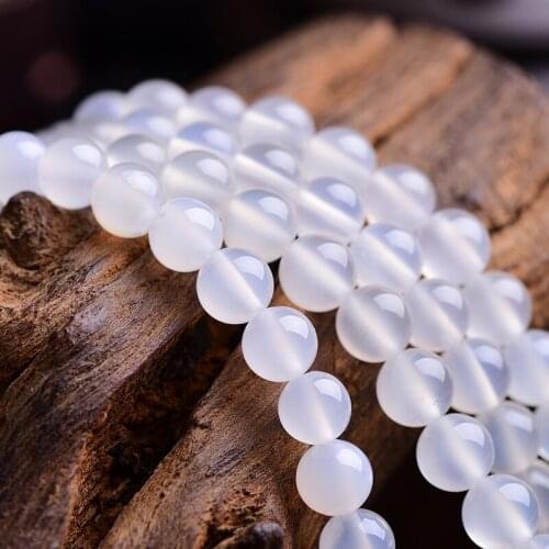 RONGQING Nature White Beads Natural Stone Loose Gems Beads for Jewelry Making Stone DIY Bracelet Necklace 4/6/8/10/12mm