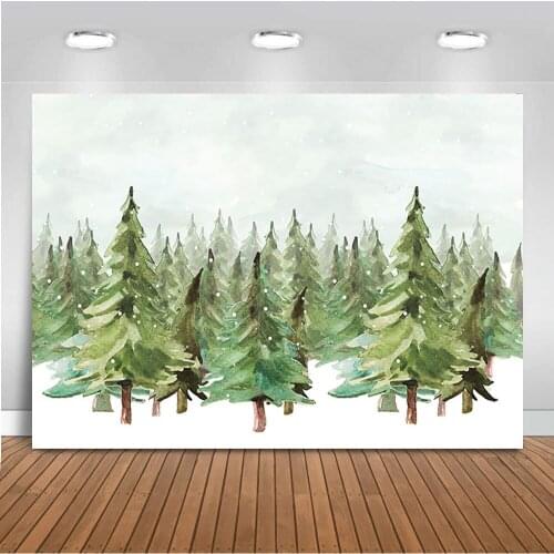 Christmas Backdrop for Home Winter Sky Snowflake Christmas Tree Background Decoration Studio Photo Background Photocall