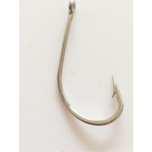 Fishhooks Wholesale By Bulk Silver White Long Handle carp Fishing Hook Barbed Eyed Offshore Angling Crooked Mouth pesca peche