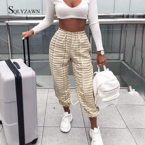 Letter Print Joggers Loose Women Casual Streetwear 11 Colors Trousers Spring Autumn Harajuku Capris Femme Sweatpant Plus Size