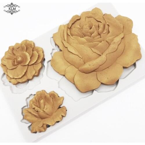 KLM New Peony Flower Cake Chocolate Silicone Mold DIY Wedding Cake Cream Flower Decoration Tool