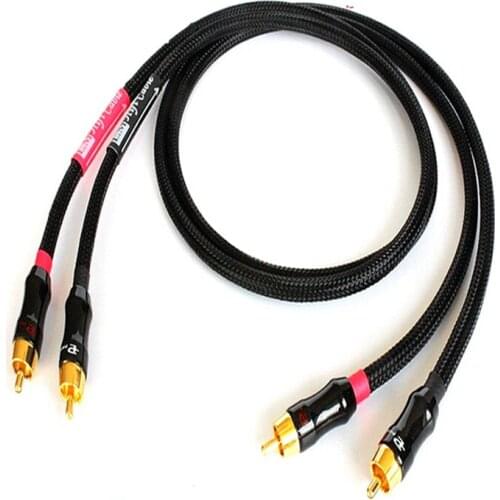 Pair RCA interconnect cable hifi audio signal wire with 24K Gold plated HI End RCA Connector