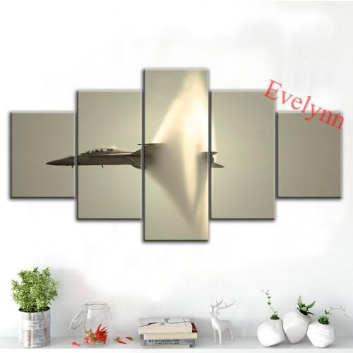 Modern Canvas 5 Piece F-18 Sonic Boom Poster Fighter Wall Art Print Modular Picture Living Room Home Decor Family Painting Frame