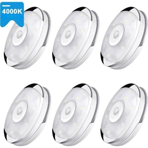 Motion Sensor LED Puck Lights Battery Under Cabinet Night Lamp Stairs Closet/Wardrobe Lighting Warm White Kitchen Lights