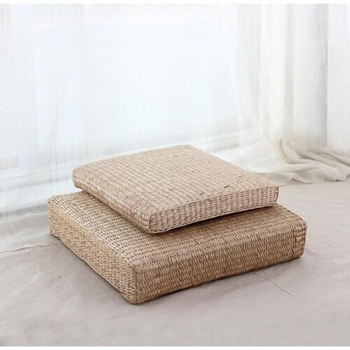 Tatami pillow Tatami Straw Braid Rushwork Zafu Yoya Cushion Hand Knitting Yoga Meditation Pillow Seating Blanket efficient