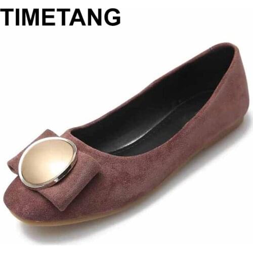 TIMETANGWomens shoes fashion casual single womens flat shoes square head flat metal shoes breathable female luxury brand shoes