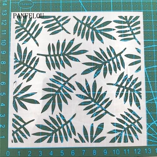 13*13cm leaves scrapbook stencils spray plastic mold shield DIY cake hollow Embellishment printing lace ruler valentine