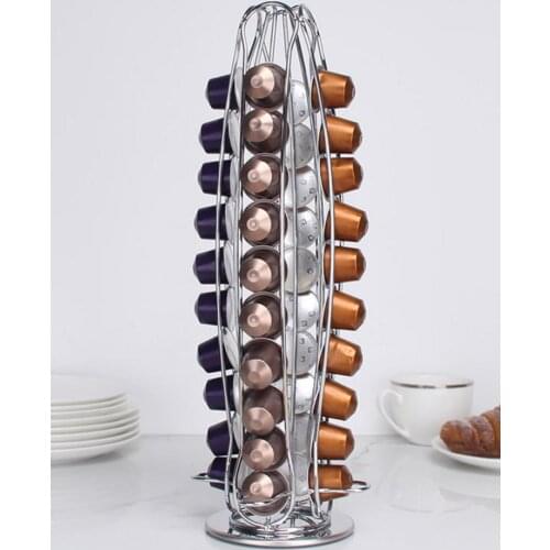 Coffee Capsule Storage Rack Rotatable Metal Coffee Capsule Holder 360 Degree Rotating Rack Coffee Capsule Stander 40*14CM