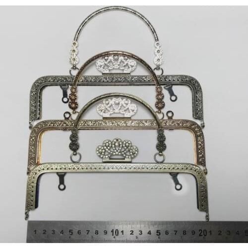Diamond crown design women DIY handbag metal clasp knurling straight edge purse frame 10pcs/lot