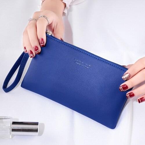 Womens PU Fashion Zipper Clutch Wallet Womens Large Capacity Coin Purse Womens Mobile Phone Case Simple Card Holder Wallet
