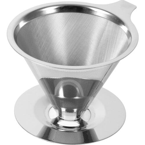 1PC Stainless Steel Pour Over Coffee Dripper Double Layer Mesh Filter Cup Stand Home Office Use Coffee