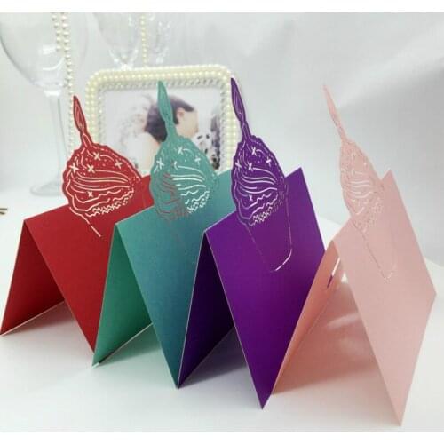 10pcs Laser cut small cake seat Card Hollow Venue card Wedding Party Table card Pearlscent Paper Name Place Cards 6z