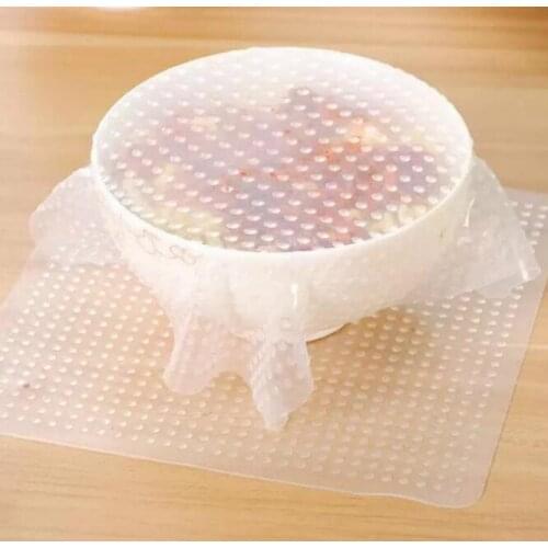 200set 4pcs(3size)/set Silicone Food Wraps Seal Cover Multifunctional Stretch Food Fresh Keeping Saran Wrap Kitchen Tools