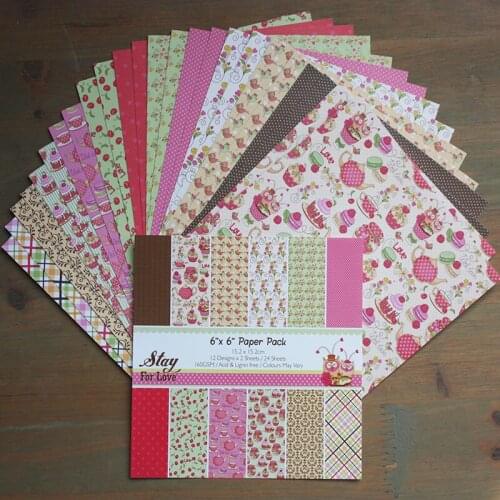 24pcs 6" Single-sidemost dessert creative papercraft art paper handmade scrapbooking kit set books P003