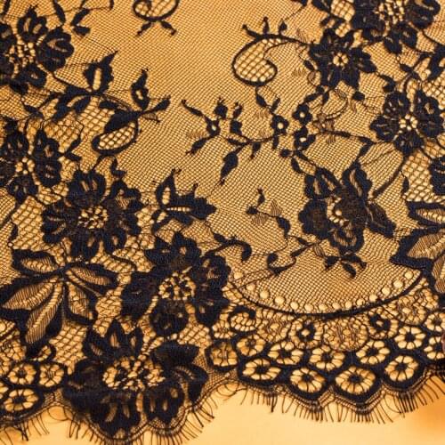 3 Meters/Lot 150cm Width White Black Eyelashes Lace Trim Fabric Flower DIY Crafts Wedding Dress Clothing Bra lace material