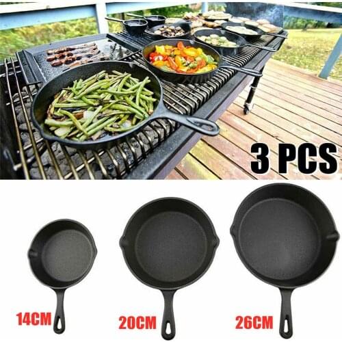 3Pcs/Set Cast Iron Non-stick 14-26CM Skillet Frying Pan for Gas Induction Cooker Eggs Pancake Pot Kitchen&Dining Tools Cookware