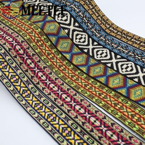5Meters 38mm Polyester Cotton Embroidered Jacquard Webbing Ethnic Lace Ribbon Costume Dress Lace Trims DIY Garment Accessories