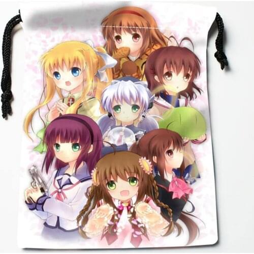 Custom angel beats printed Satin storage bag drawstring gift bags More Size storage custom your image 18*22cm