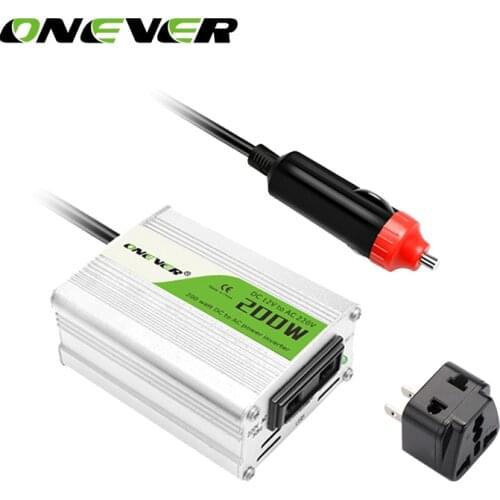 Onever 200W Car Power Inverter Converter DC 12V to AC 220V Modified Sine Wave Power USB 5V Output with Universal Travel Adapter