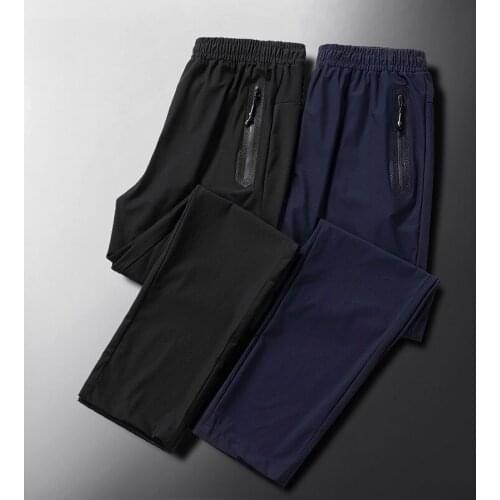 Oversized 8XL Ice Silk Pants MenS Summer Thin Korean Fashion Nine Point Straight Tube Loose Sports Quick Drying Casual Pants
