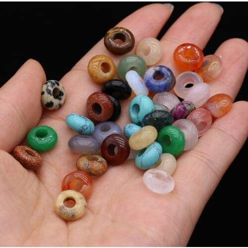 10pcs Natural Stone Big Hole Beads Fine Abacus Shape Loose Stone Beads for Making DIY Jewerly Necklace Bracelet Earrings 5x10mm