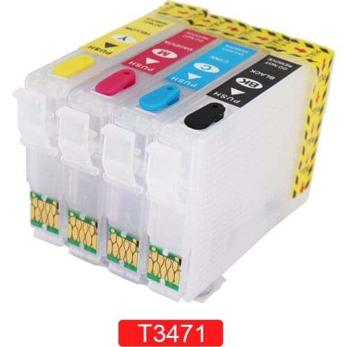 For Epson T34XL T3471 - T3474 Refillable Ink Cartridge with ARC Chips for Epson Workforce Pro WF-3720 WF-3725 Printer For Europe