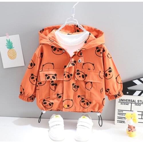 Boy Cartoon Hooded Long Sleeve Jacket Infant Girl Cute Panda Pattern Spring Autumn Casual Outerwear Kids Baby Vitality Clothing