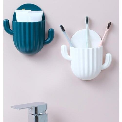 Home Wall Self-adhesive Storage Rack Holder For Kitchen Bathroom Toothbrush Storage Wall-mounted Holder Bottom Hole Design Racks