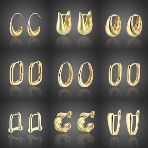 Geometric U Shaped Hoop Earrings Lines Oval Shape Earrings Female Simple Personality Charm Honeycomb Tini Earring Hoop Fashion