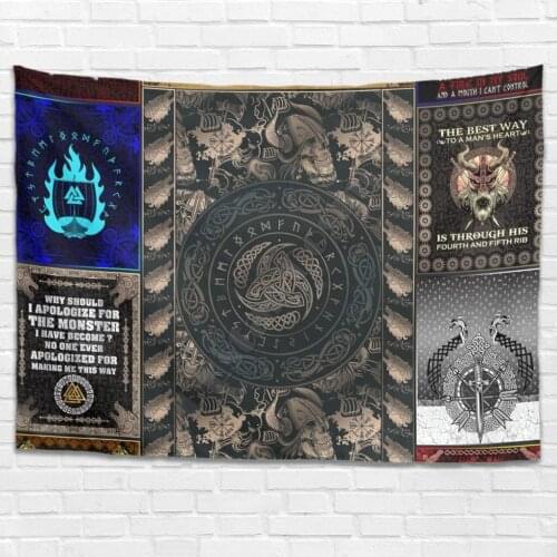 PLstar Cosmos Tapestry Viking Tattoo 3D Printing Tapestrying Rectangular Home Decor Wall Hanging Home Decoration Style-03