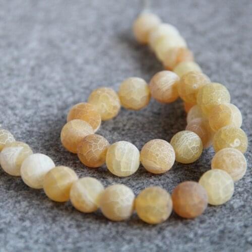 Hot sale 12mm crackle Yellow Frosted Onyx carnelian Loose beads Round DIY Accessories Jewelry making design wholesale 2pcs 15