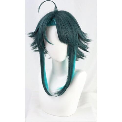 Game Genshin Impact Xiao Cosplay Wig Blue Short Hair C00144