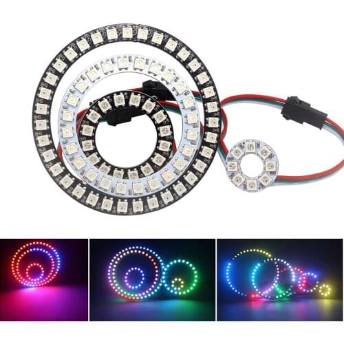 Individually Addressable WS2812B PixeI Ring 8/16/24/35/45Leds 5050 RGB Led Ring WS2812 IC BuiIt-in Led Module PixeI Strip Lights