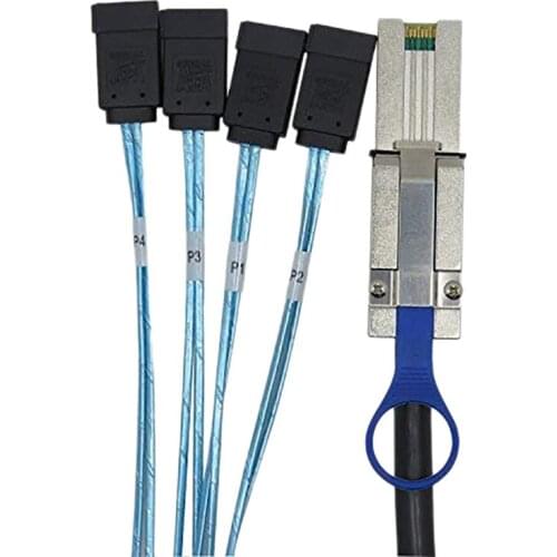 Server Data Cable Mini SAS 26P SFF-8088 to 4XSATA 7P Hard Disk 12Gbps Stable Anti-Interference for HBA RAID,2M/6.5FT