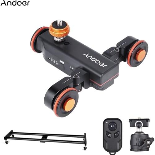 Andoer Camera Video Dolly Slider 3-wheel Auto Dolly Car 3 Speed Adjustable+60cm Track Rail Camera Slider Remote Control for DSLR