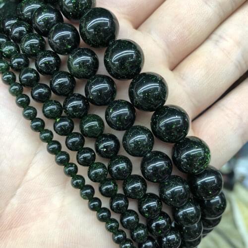 Wholesale Natural Dark Green SandStone Round Loose Beads For Jewelry Making 15" 4 6 8 10 12MM Pick Size DIY Bracelet Accessories