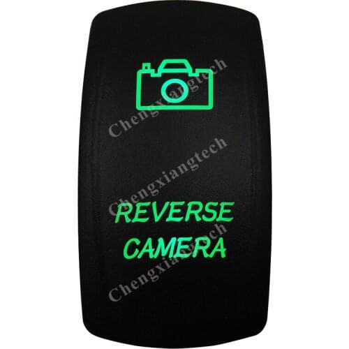 DC 12V 24V REVERSE CAMERA Rocker Switch GREEN Led lamp 5 Pin ON/OFF SPST Waterproof IP66