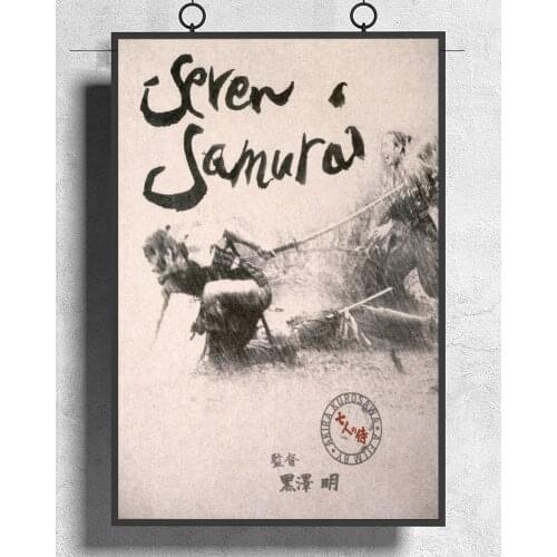 L022 SEVEN SAMURAI Movie Rare Kurosawa Samurai Japanese Silk Fabric Poster Art Decor Indoor Painting Gift