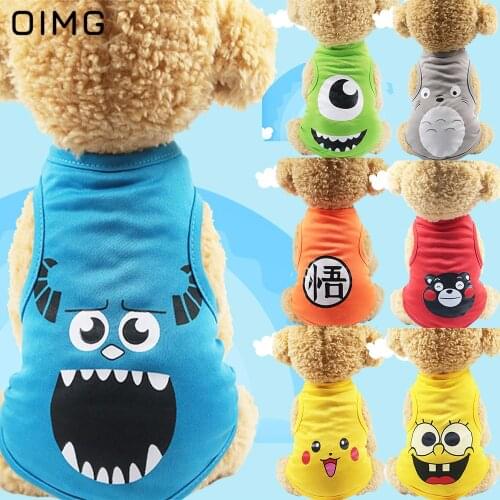 OIMG Summer Pet Dog Clothes Cartoon Cat Small Dogs Vest Shirts Chihuahua Pomeranian Puppy Sleveless T-Shirt For Dogs Costume